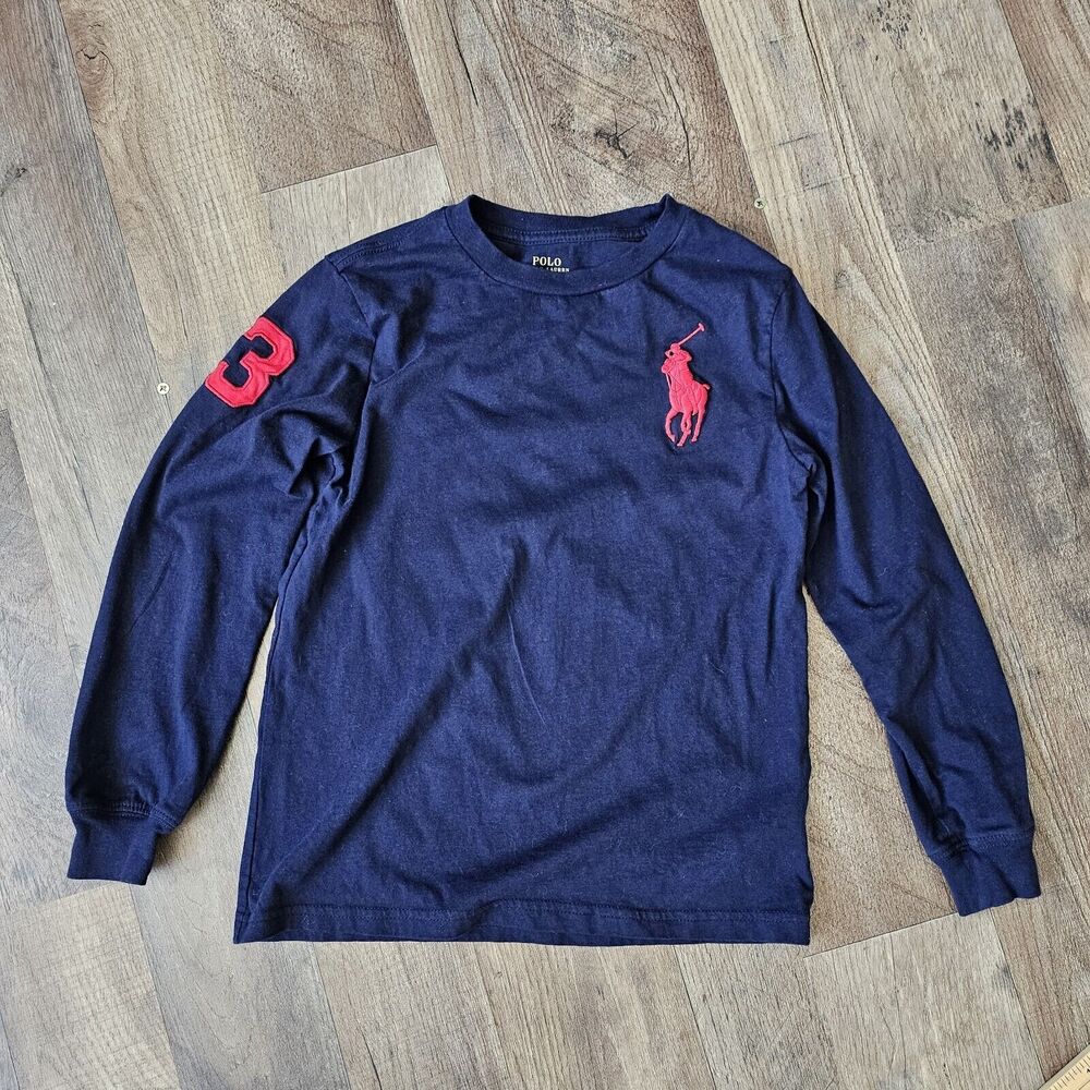 Polo Ralph Lauren Boy's Sz 7 Classics Big Pony Jersey Tee - Blue EUC